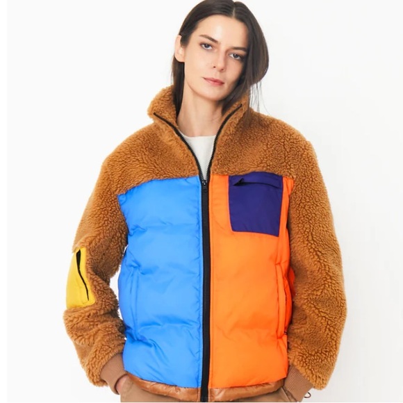 KULE Jackets & Blazers - KULE “The Krispie” Colorblock Sherpa Chestnut Jacket